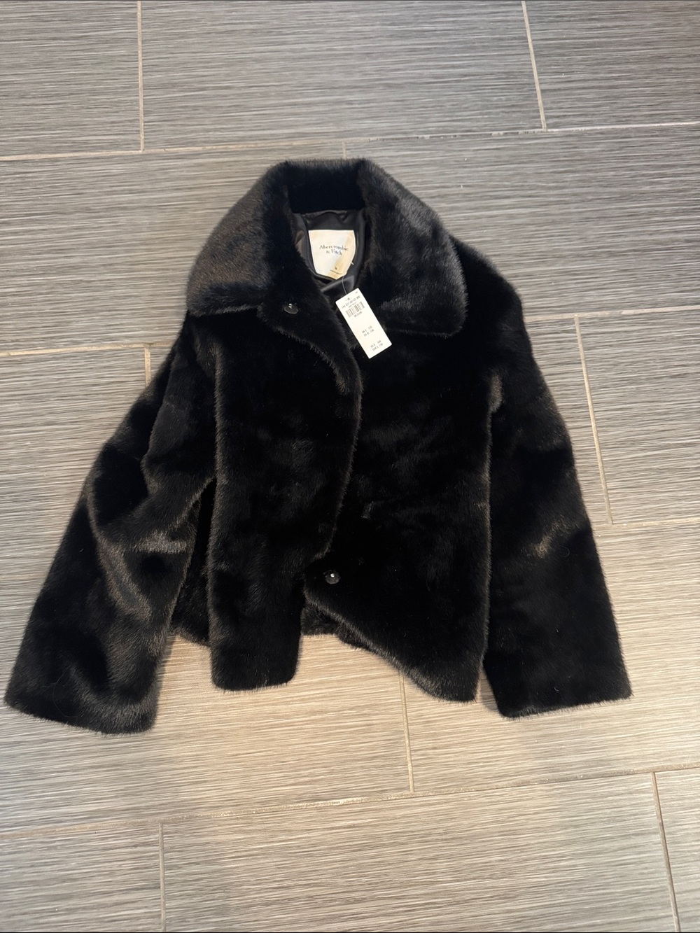 Abercrombie & Fitch Black Faux Fur Jacket